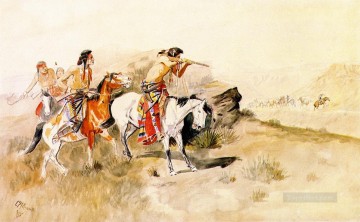 アメリカインディアン Painting - 1895年チャールズ・マリオン・ラッセル・アメリカン・インディアンに対する襲撃